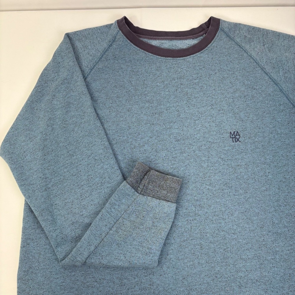 Matix Mens Blue Heather French Terry Raglan Pullover Sweatshirt Size M